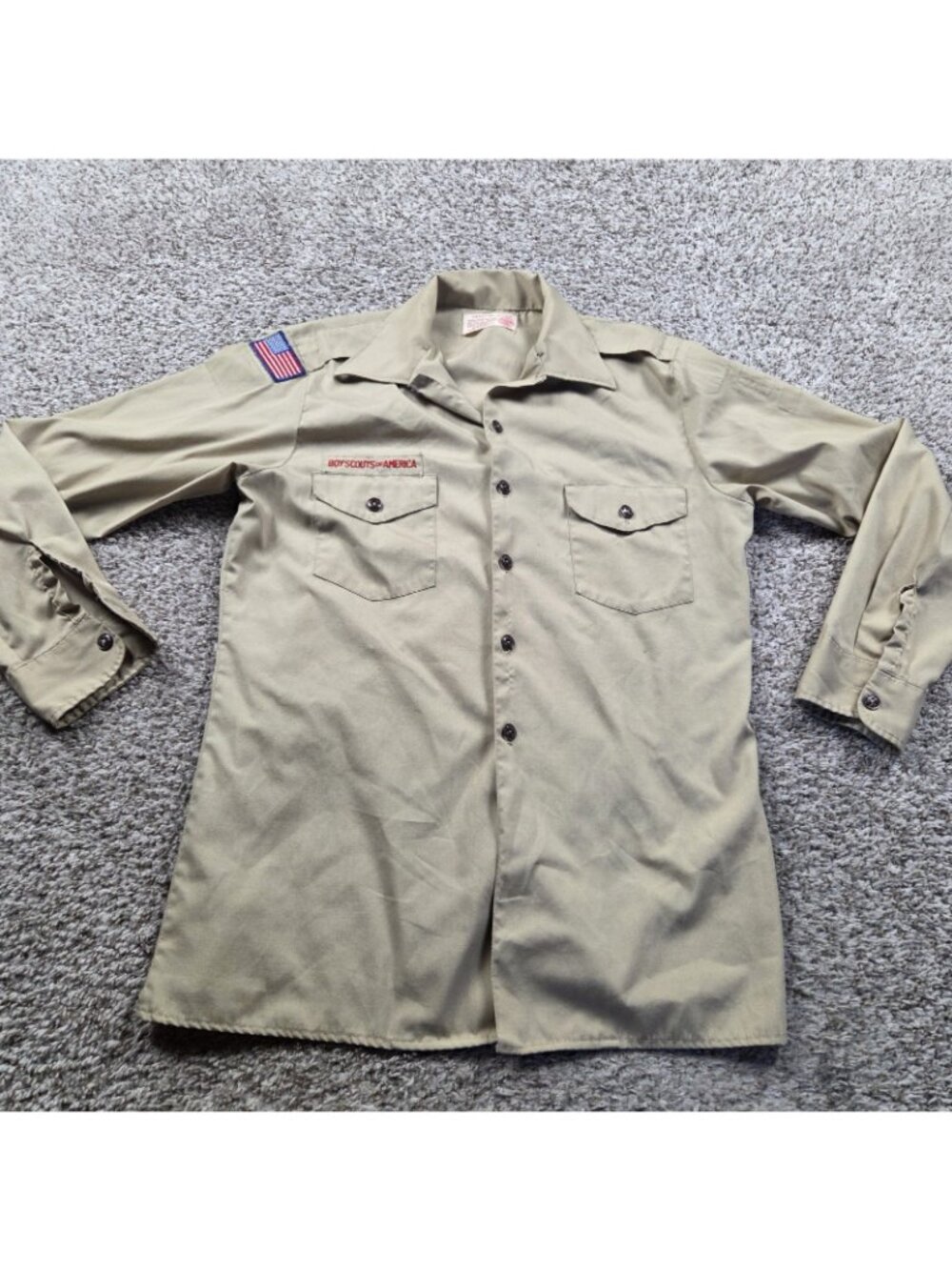 Boy Scouts of America Shirt Mens Medium Beige Button Up Long Sleeve - Picture 2 of 7